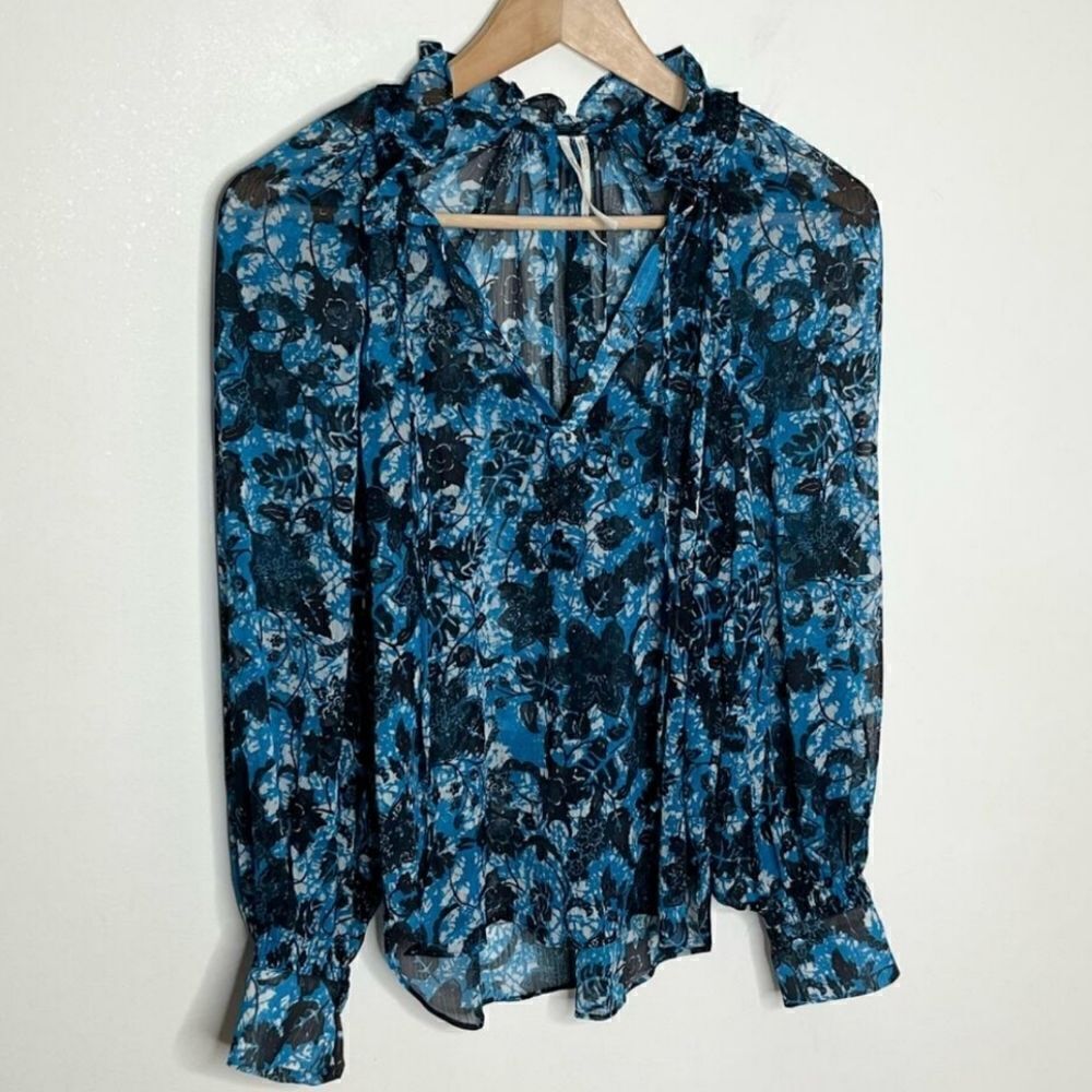 Anthropologie Floral Peasant Blouse XSMALL - Picture 3 of 10